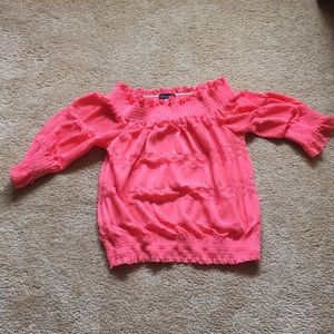 Coral frilled shirt